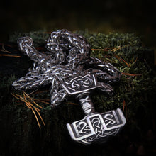 Load image into Gallery viewer, Steel Knotwork Heavy Thor's Hammer Mjolnir Pendant Necklace