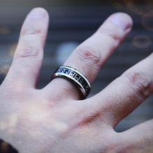 Load image into Gallery viewer, Steel Viking Ring with Elder Futhark Runes