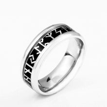 Load image into Gallery viewer, Steel Viking Ring with Elder Futhark Runes