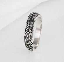 Load image into Gallery viewer, Ravens and Ornaments Viking Ring | Handcrafted Sterling Silver
