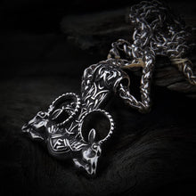 Load image into Gallery viewer, Thor Hammer With Goat Runes Necklace