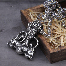Load image into Gallery viewer, Thor Hammer With Goat Runes Necklace
