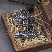 Load image into Gallery viewer, Thor Hammer With Goat Runes Necklace