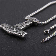 Load image into Gallery viewer, Thor's Hammer Necklace in Steel or Gold and Steel