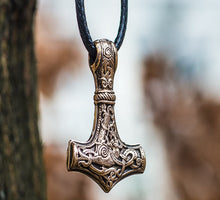 Load image into Gallery viewer, Thor's Hammer Pendant Bronze Mjolnir from Mammen Village