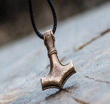 Load image into Gallery viewer, Thor's Hammer Pendant Bronze Mjolnir from Mammen Village