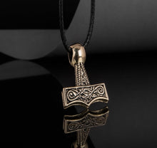 Load image into Gallery viewer, Thor's Hammer Pendant Bronze Mjolnir with Beautiful Ornament