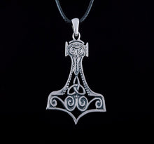 Load image into Gallery viewer, Thor's Hammer Pendant Sterling Silver Mjolnir With Ornament