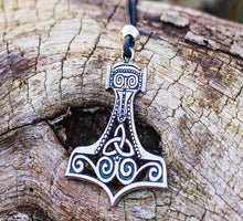 Load image into Gallery viewer, Thor's Hammer Pendant Sterling Silver Mjolnir With Ornament
