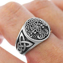 Load image into Gallery viewer, Tree of Life Knotwork Viking Ring