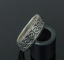 Load image into Gallery viewer, Unique Ornament Ring Sterling Silver Norse Ring