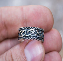 Load image into Gallery viewer, Handcrafted Unique Viking Ornament Ring | Sterling Silver Norse Jewelry