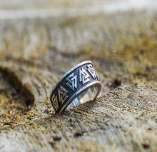 Load image into Gallery viewer, Valknut Symbol Ring Sterling Silver Viking Ring