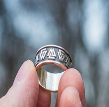 Load image into Gallery viewer, Valknut Symbol Ring Sterling Silver Viking Ring
