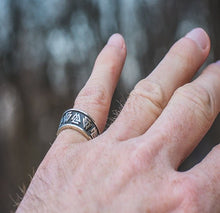 Load image into Gallery viewer, Valknut Symbol Ring Sterling Silver Viking Ring