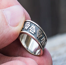 Load image into Gallery viewer, Valknut Symbol Ring Sterling Silver Viking Ring