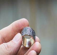 Load image into Gallery viewer, Vegvisir Runic Compass Sterling Silver Norse Ring