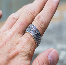 Load image into Gallery viewer, Vegvisir Runic Compass Sterling Silver Norse Ring