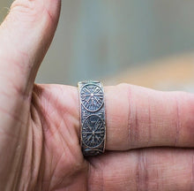 Load image into Gallery viewer, Vegvisir Runic Compass Sterling Silver Norse Ring