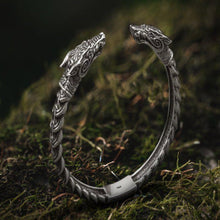 Load image into Gallery viewer, Adjustable Viking Dragon Torc Bracelet | Handmade Norse Jewelry