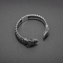Load image into Gallery viewer, Adjustable Viking Dragon Torc Bracelet | Handmade Norse Jewelry