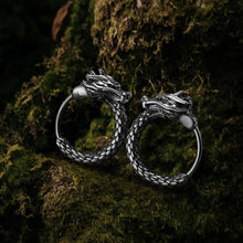 Load image into Gallery viewer, Viking Earrings for Men - Dragon Jewelry Hoops