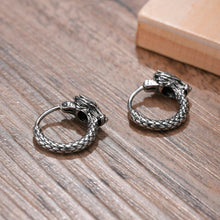 Load image into Gallery viewer, Viking Earrings for Men - Dragon Jewelry Hoops