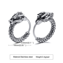 Load image into Gallery viewer, Viking Earrings for Men - Dragon Jewelry Hoops