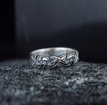 Load image into Gallery viewer, Sterling Silver Viking Raven Ring | Customizable Size