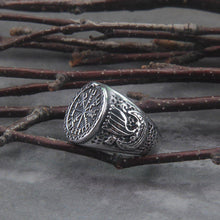 Load image into Gallery viewer, Viking Reaver Ouroboros Viking Compass Vegvisir and Drakkar Signet Ring