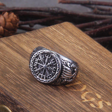 Load image into Gallery viewer, Viking Reaver Ouroboros Viking Compass Vegvisir and Drakkar Signet Ring