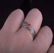 Load image into Gallery viewer, Viking Ring with CZ and Norse Ornament Sterling Silver Viking Ring