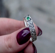 Load image into Gallery viewer, Handcrafted Sterling Silver Viking Ring | Scandinavian Ornament & Cubic Zirconia