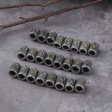 Load image into Gallery viewer, Viking Rune Futhark Steel Beard Beads
