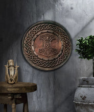 Load image into Gallery viewer, Viking Shield With Carved Hammer Of Thor - Mjolnir
