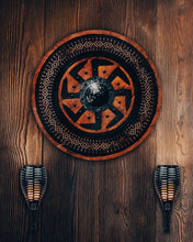 Load image into Gallery viewer, Viking Shield with Carved Kolovrat Symbol