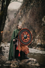 Load image into Gallery viewer, Viking Shield With Carved Vegvisir Viking Compass Symbol