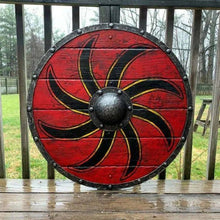 Load image into Gallery viewer, Viking Shield with Round Sun Symbol