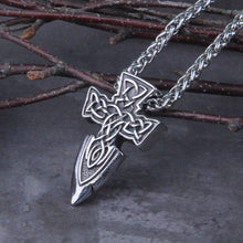 Load image into Gallery viewer, Viking Spear Point with Cross Amulet Necklace