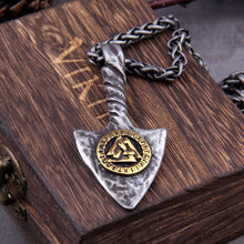 Load image into Gallery viewer, Viking Spearhead Valknut Amulet Necklace