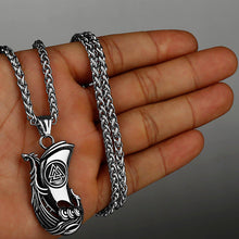 Load image into Gallery viewer, Viking Valknut Longboat Pendant Necklace