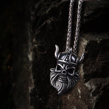 Load image into Gallery viewer, Viking Warrior Steel Skull Pendant Necklace