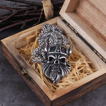 Load image into Gallery viewer, Viking Warrior Steel Skull Pendant Necklace