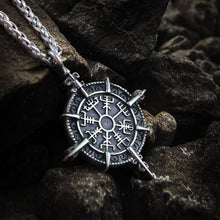 Load image into Gallery viewer, Warrior's Way Viking Vegvisir Compass Talisman Necklace