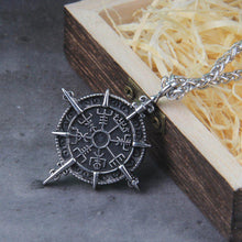 Load image into Gallery viewer, Warrior's Way Viking Vegvisir Compass Talisman Necklace