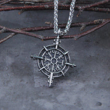 Load image into Gallery viewer, Warrior's Way Viking Vegvisir Compass Talisman Necklace