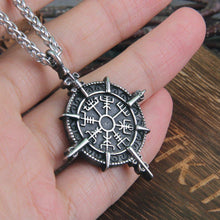Load image into Gallery viewer, Warrior's Way Viking Vegvisir Compass Talisman Necklace