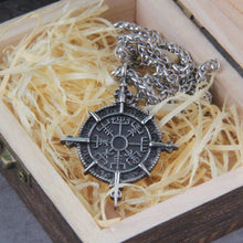 Load image into Gallery viewer, Warrior's Way Viking Vegvisir Compass Talisman Necklace