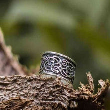 Load image into Gallery viewer, Sterling Silver Viking Wolf Ornament Ring | Handmade Norse Jewelry
