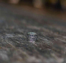 Load image into Gallery viewer, Sterling Silver Viking Wolf Ornament Ring | Handmade Norse Jewelry